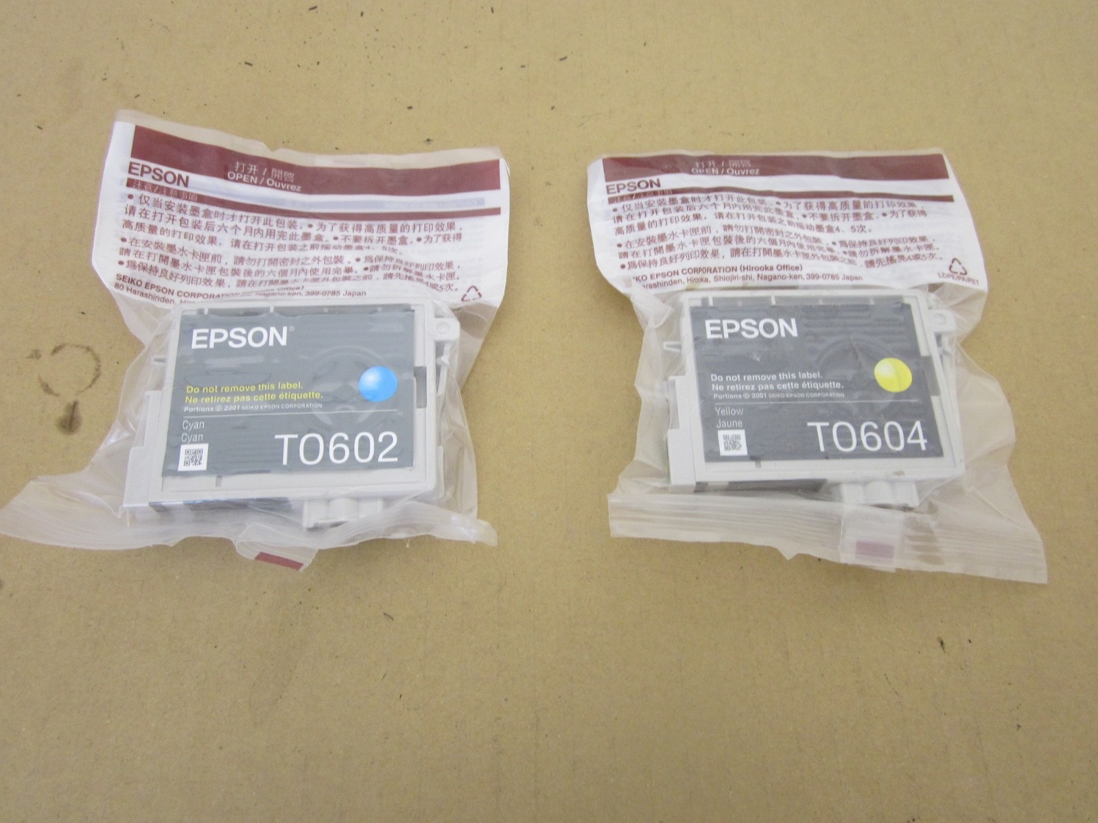 NEW Set Of 2 Sealed Genuine Epson 60 Ink  TO602  TO604