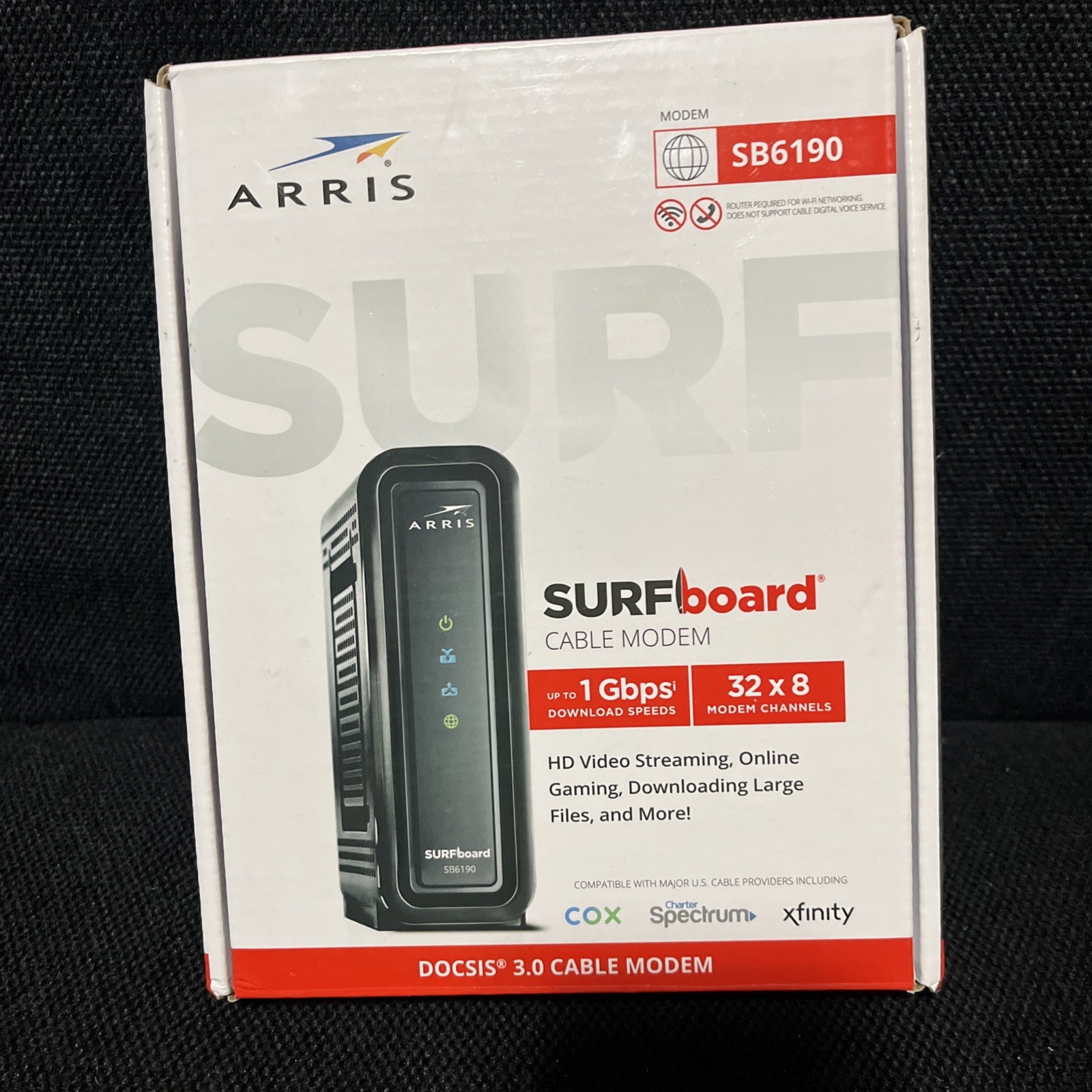 ARRIS SURFboard SB6190 DOCSIS 3.0 Cable Modem 32x8 1 Gbps P/N 1000031