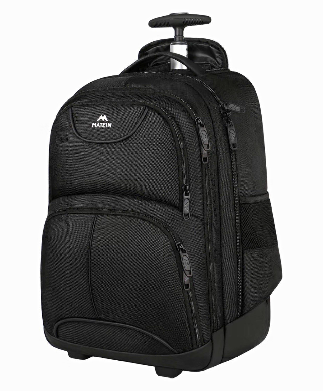MATEIN Rolling Laptop Backpack 17 in, Polyester Black w/ Wheels Handle