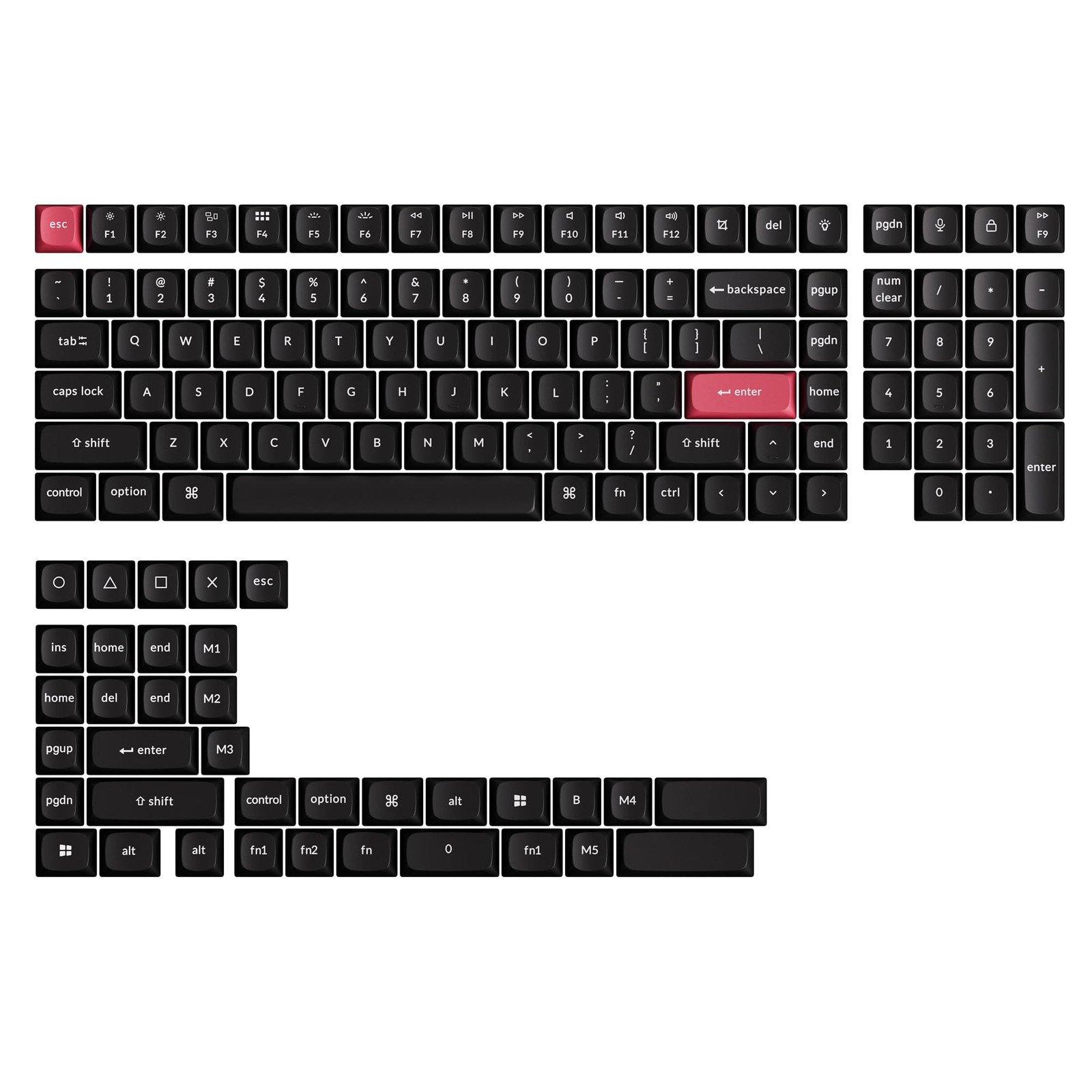 141 PCS OSA Profile DoubleShot PBT Keycaps White Black NonShine ANSI MX