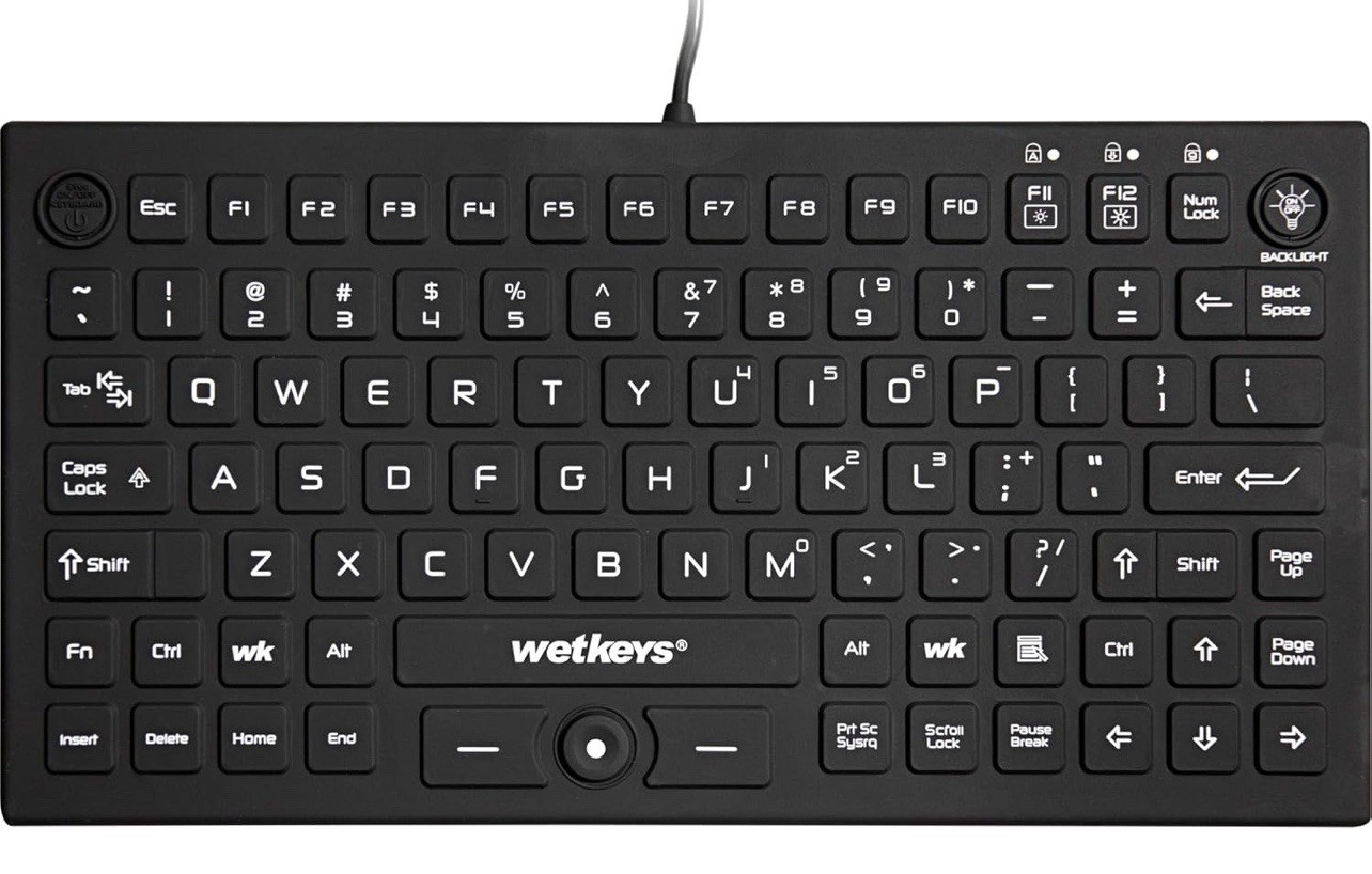 WetKeys Professional-grade Mid-Size Rigid Silicone Waterproof Keyboard with P...