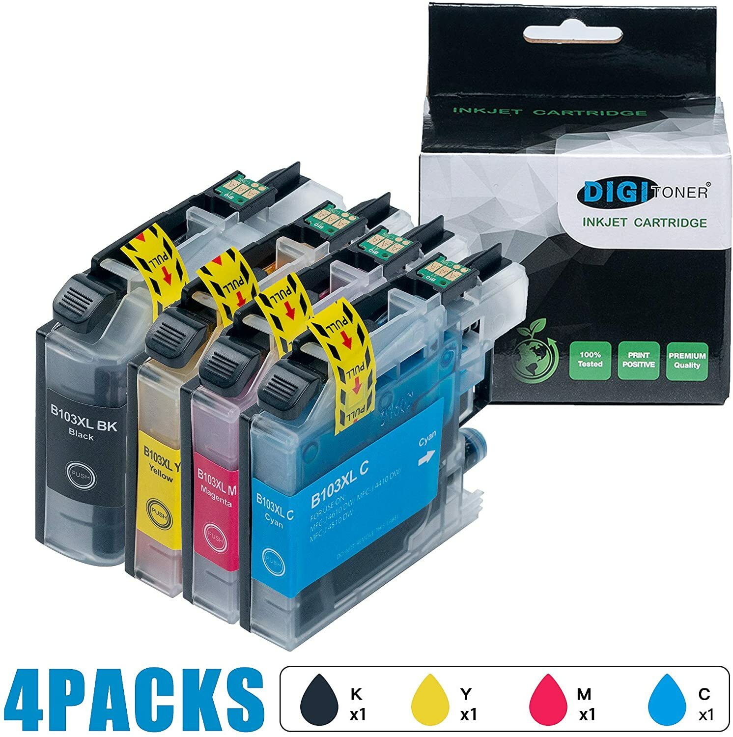 DIGITONER Ink Cartridge Replacement Brother (4 pack) Black Cyan Magenta Yell