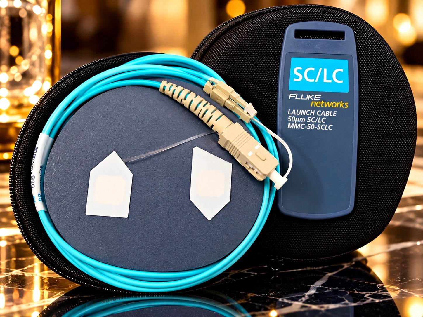 Fluke Networks Optical Fiber Cable SC to LC 50m Multi-Mode Blue MMC-50-SCLC