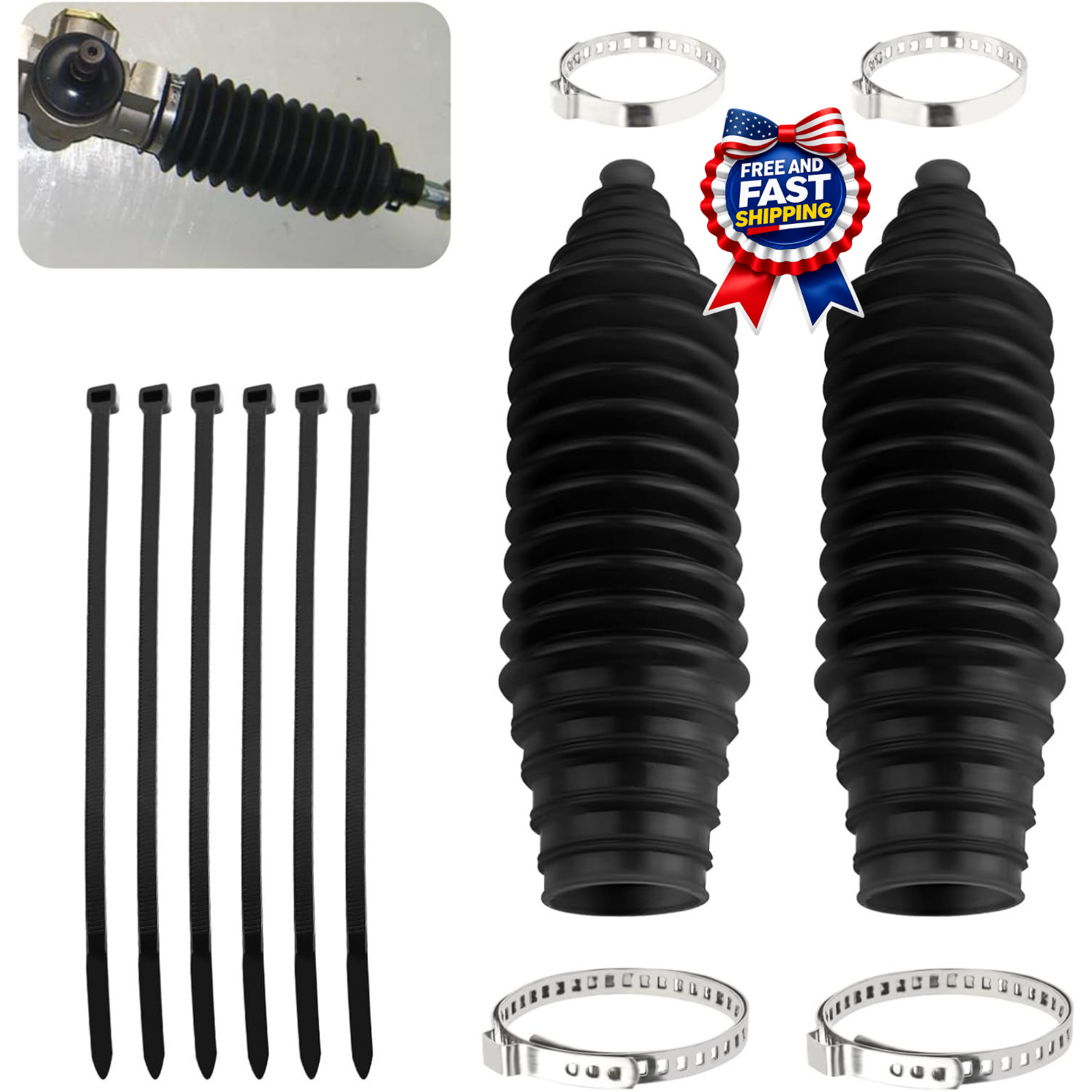 Universal Tie Rod Boot Kit Rack Pinion Bellow Silicone Dust Cover Set