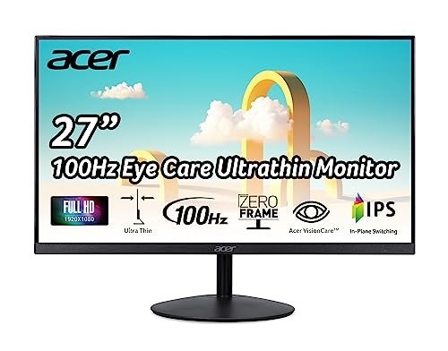 27 Inch FHD Monitor, 100Hz, IPS, HDMI & VGA, Tilt, Glossy Screen