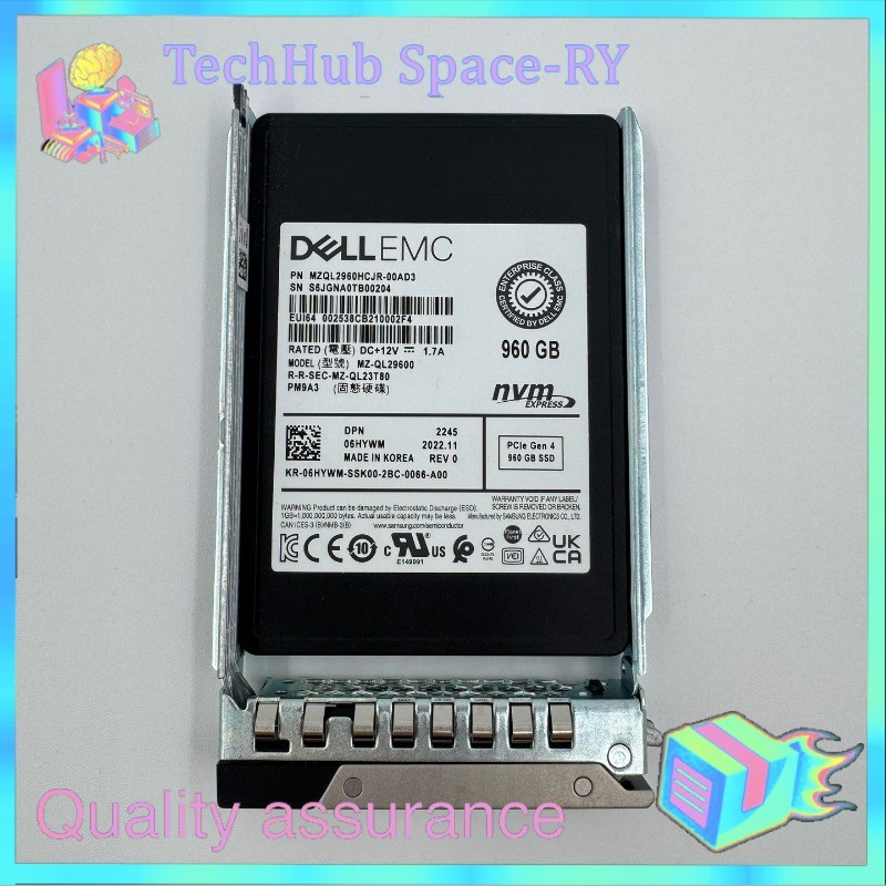 Samsung PM9A3 960GB 2.5" NVMe PCIe Solid State Drive MZQL2960HCJR-00AD3 DELL SSD
