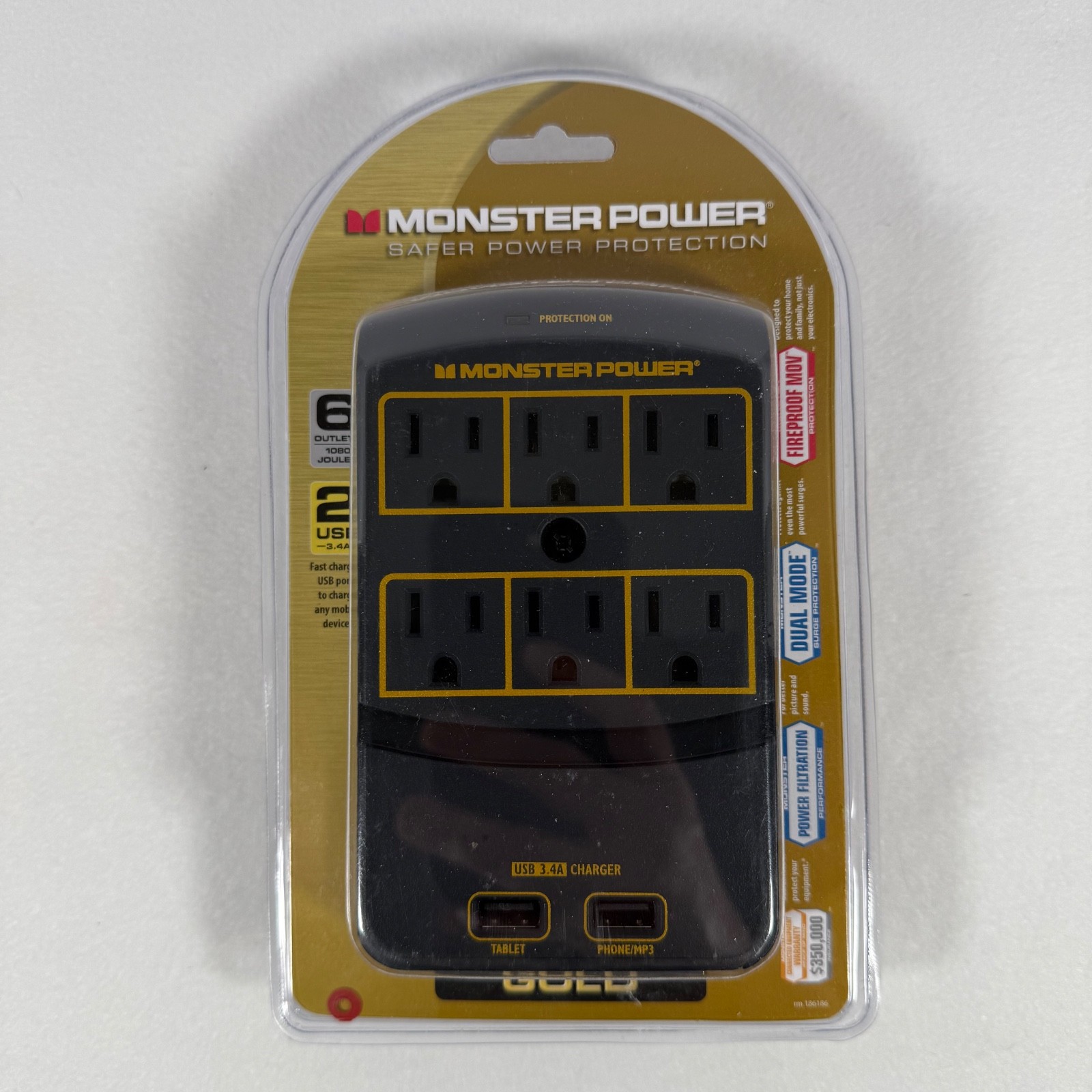 Monster Power Gold 6 Outlet 2 USB Surge Protector