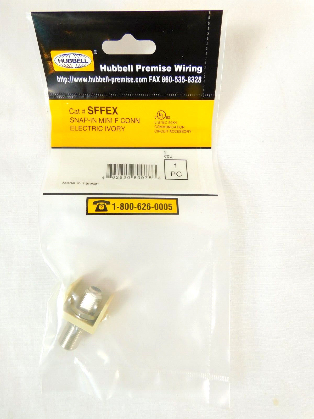 F-Coax Connector Keystone Hubbell Snap-Fit SFFEX - Ivory