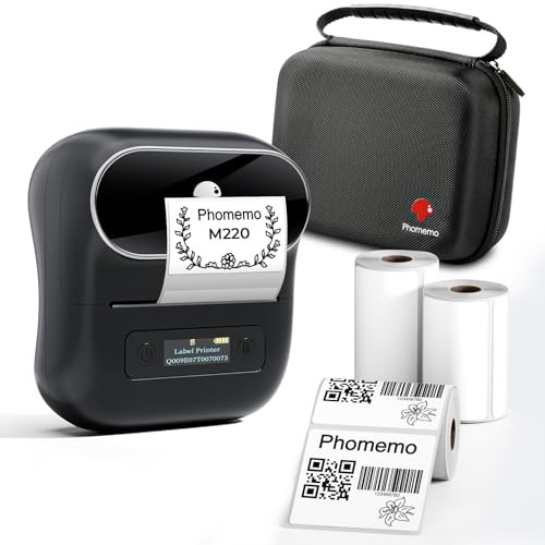 Phomemo Label Maker, M220 Thermal Label Printer, 80mm Portable Bluetooth Barcode