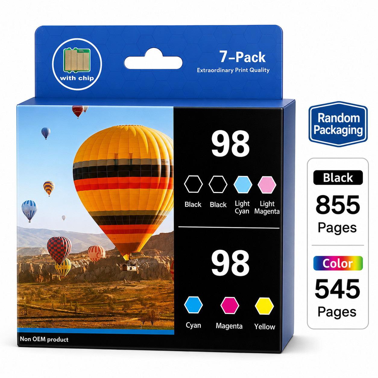 98 7PK T098 Ink With  Compatible Chip for  Epson Artisan  700 710 725 800 837