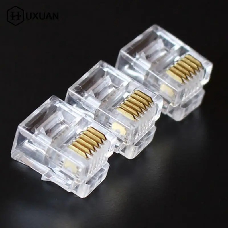 50pcs RJ12 Pass Through Modular Plug Network Cable Connector End  6P6C
