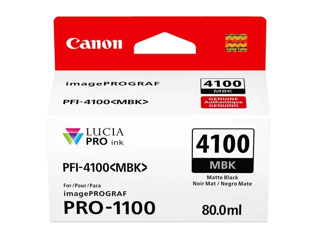 Canon PFI-4100 80ml Pigment Ink Tank for imagePROGRAF PRO-1100, Matte Black