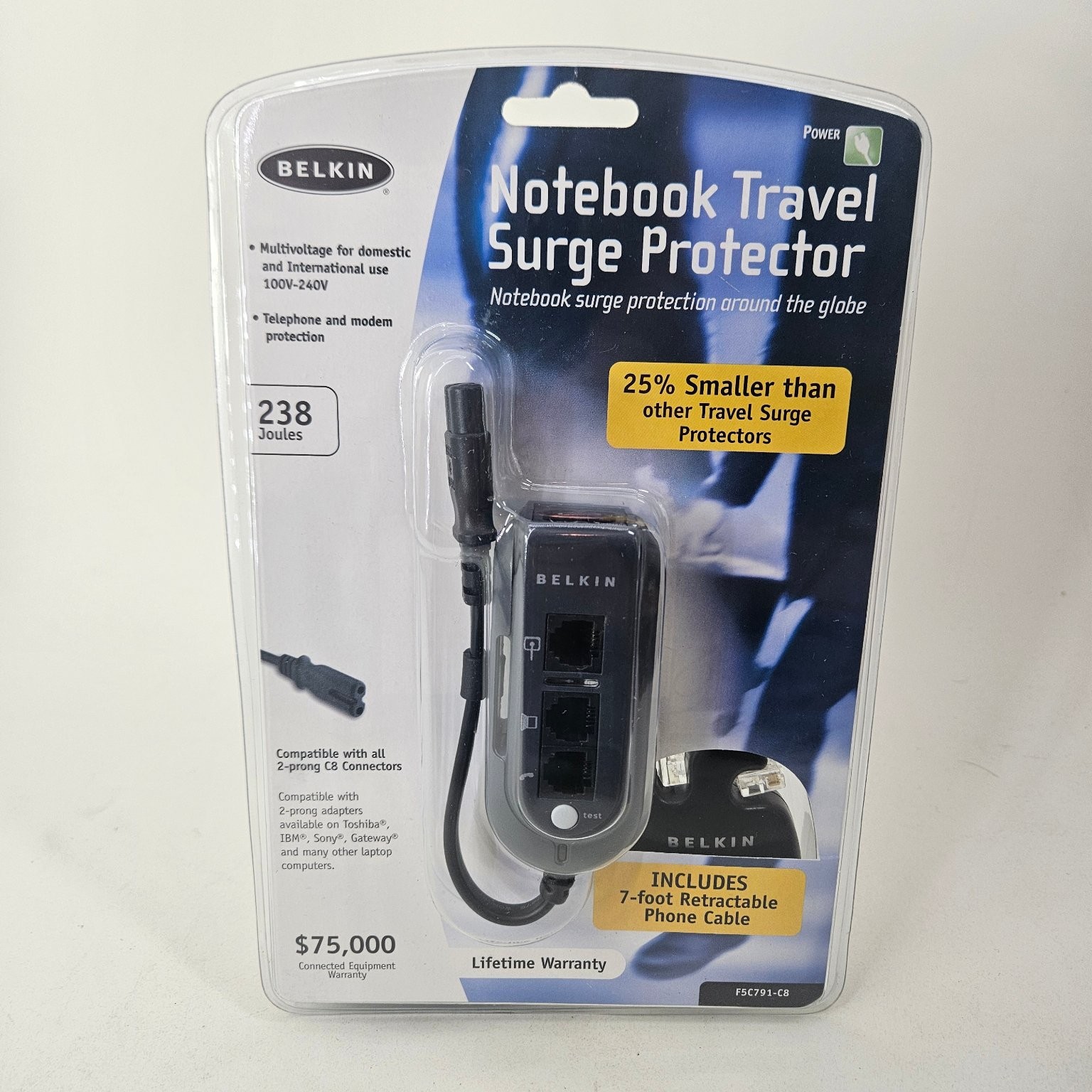 Belkin Notebook Travel Surge Protector F5C791-CB 238 Joules Multi-Voltage Laptop