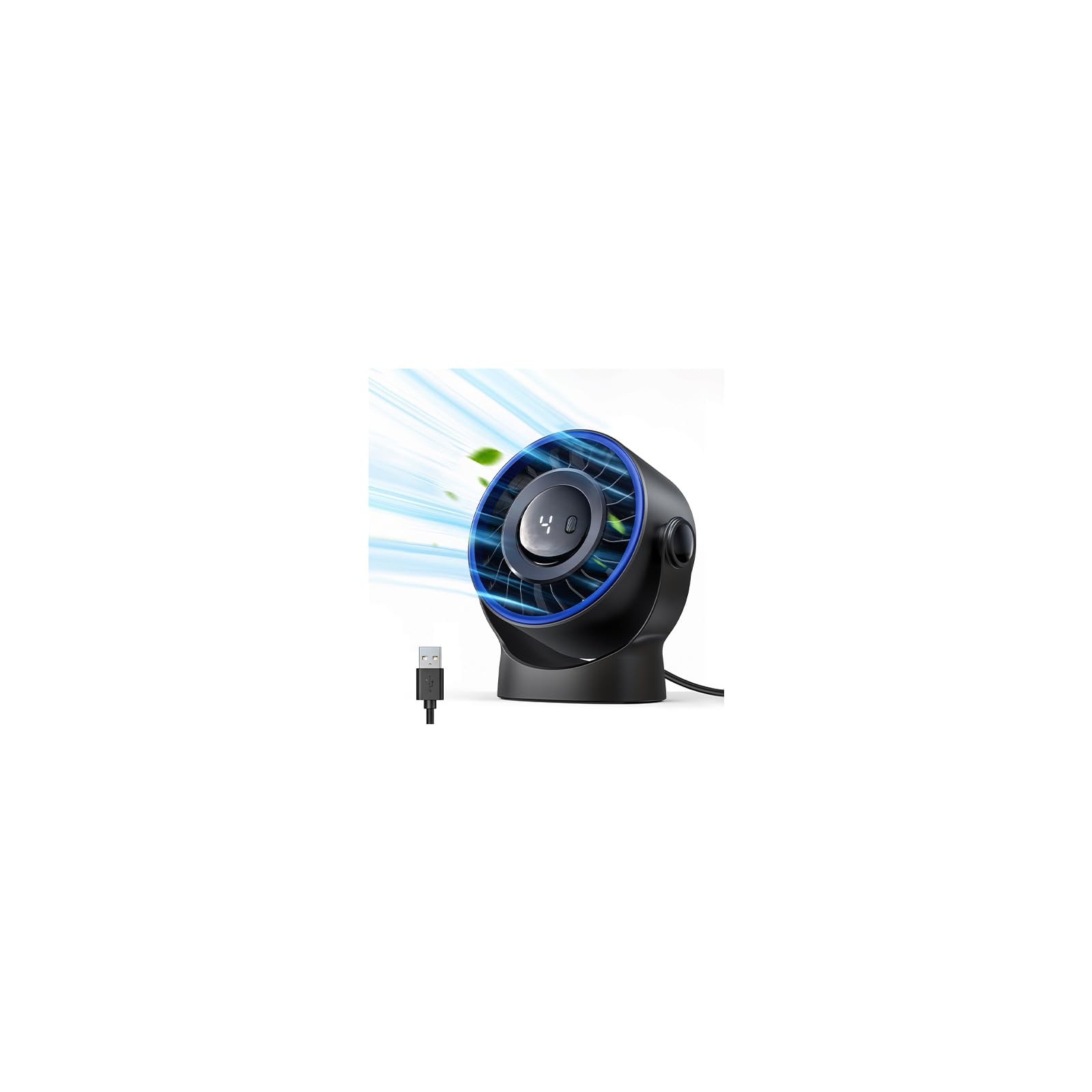 SWEETFULL USB Small Desk Fan - 5 Inch Mini Personal Desktop Fan, Small, Black