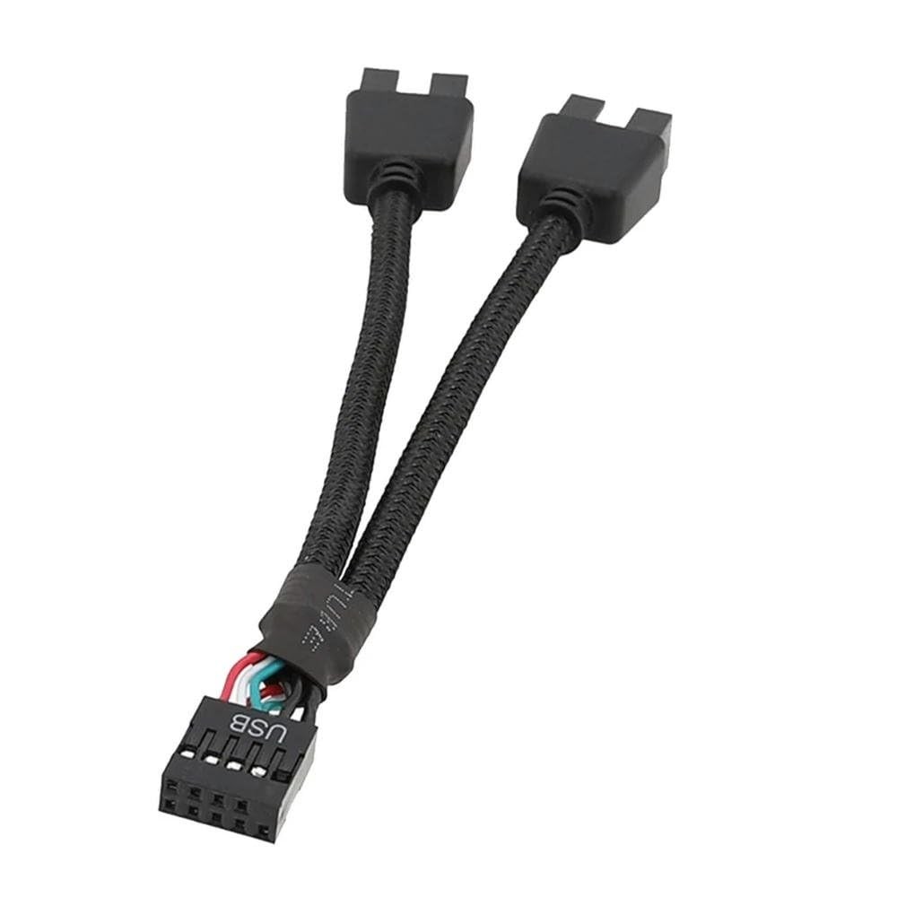 1 Pack Motherboard 9 Pin USB 2.0 to Dual 9 Extension Splitter, Black