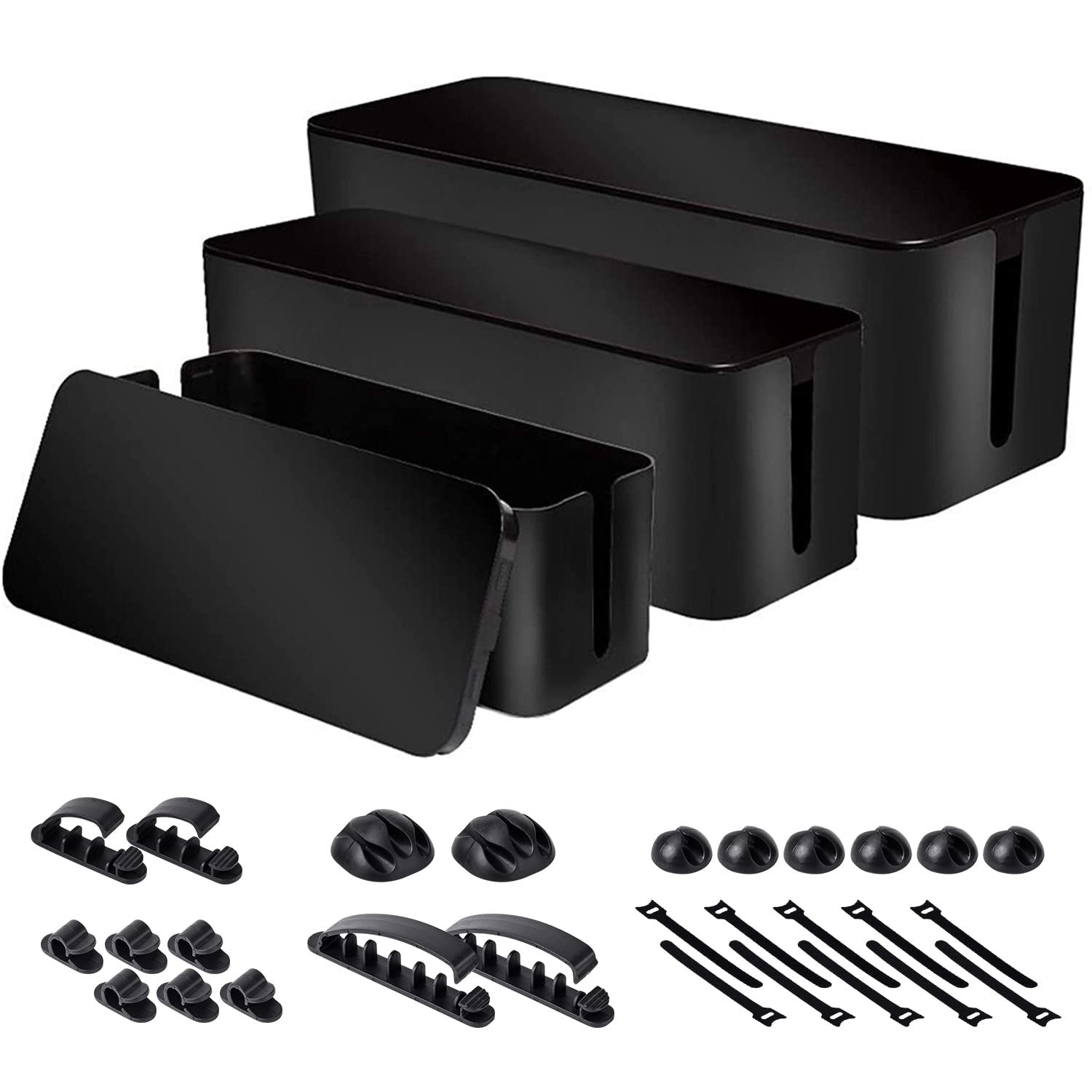 3 Pack Cable Organizer Box - Cable Management Solution for Surge Protectors & Co