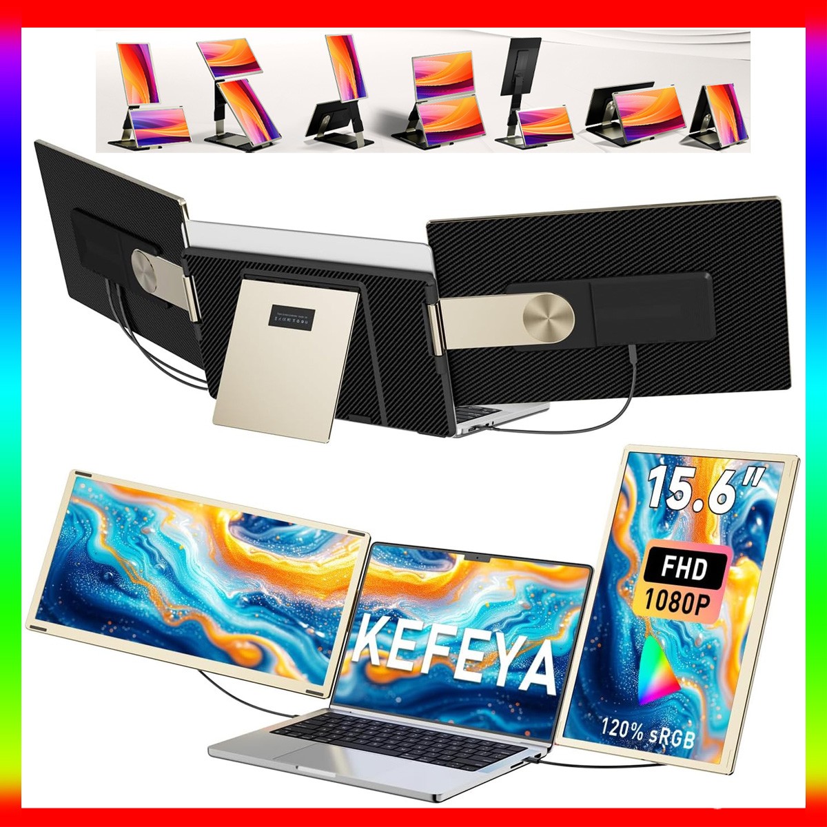 15.6" Triple Detachable Laptop Screen Extender Plug & Play w/ Bag Stand Eye Care