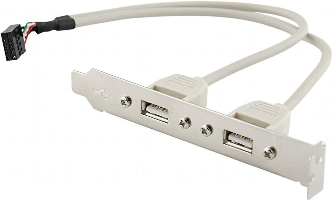 USB 2.0 2 Port Rear Panel Expansion Bracket Motherboard Header Adapter 9 Pins