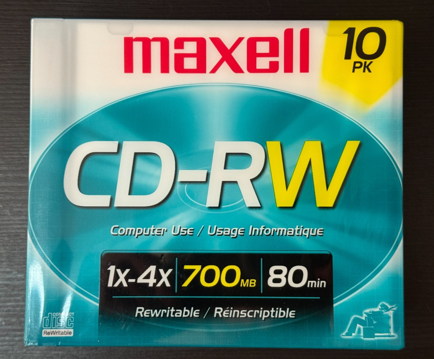 Maxell CD-RW 1x-4x 700MB Rewritable Blank CDs 10 Pack NEW SEALED