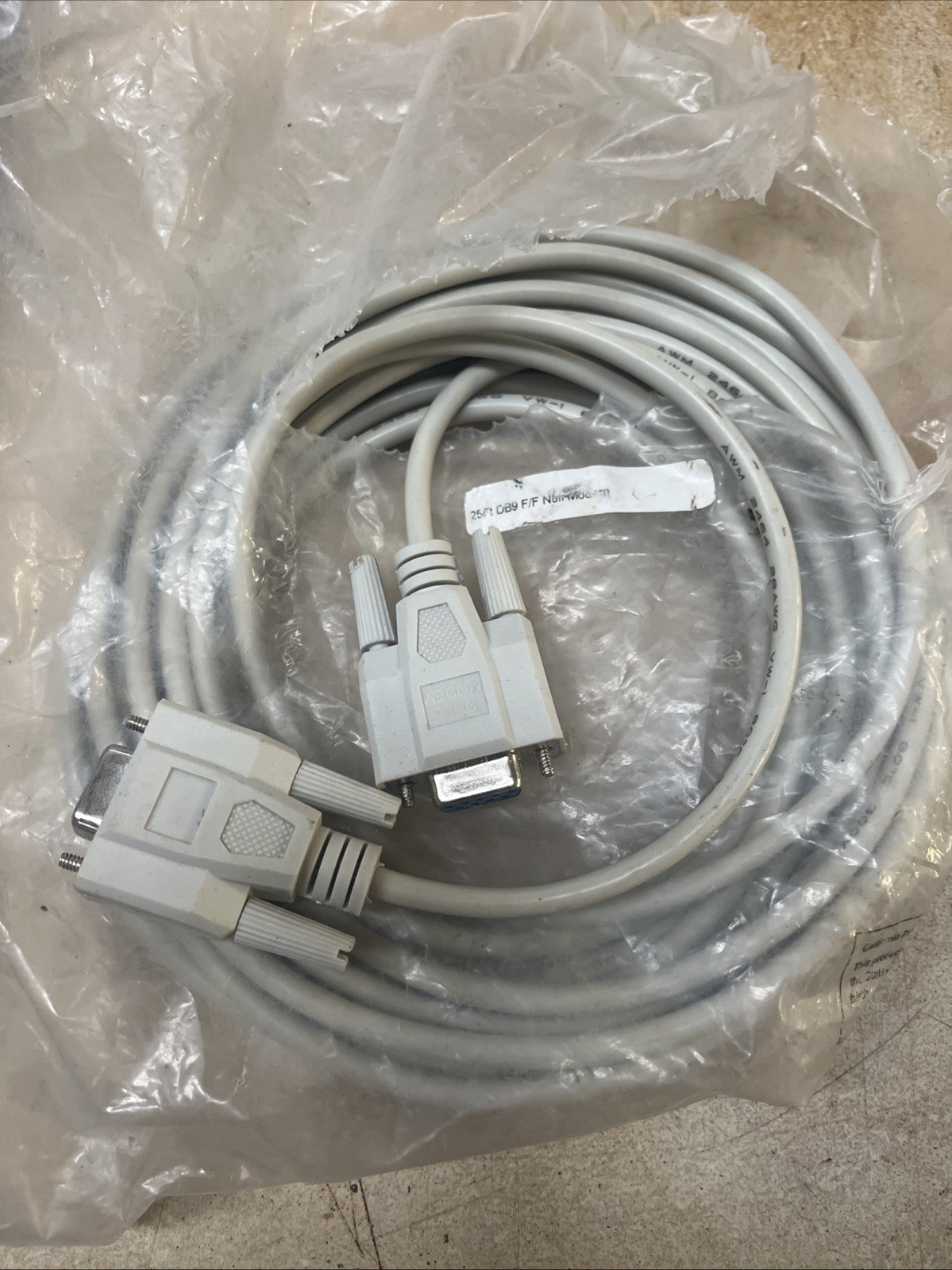 25’ DB9 28 AWG Gauge New Open Bag Cable