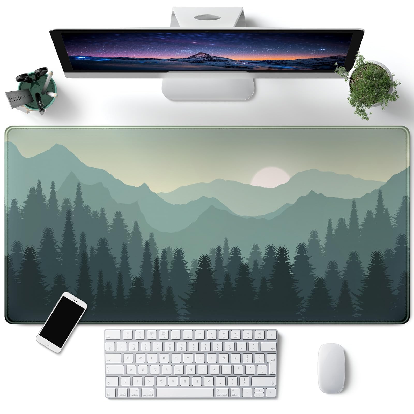 Forest Desk Mat Nature Large XXL Mouse Pad 31.5x15.7 Inch Landscape