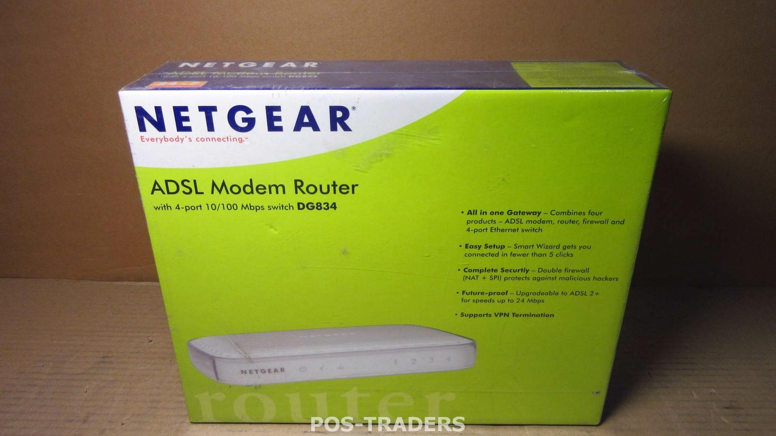 NETGEAR DG834 v4 ADSL 2+ Router LAN 4X 10/100 Mbps WAN ADSL RJ-11 NEW IN BOX