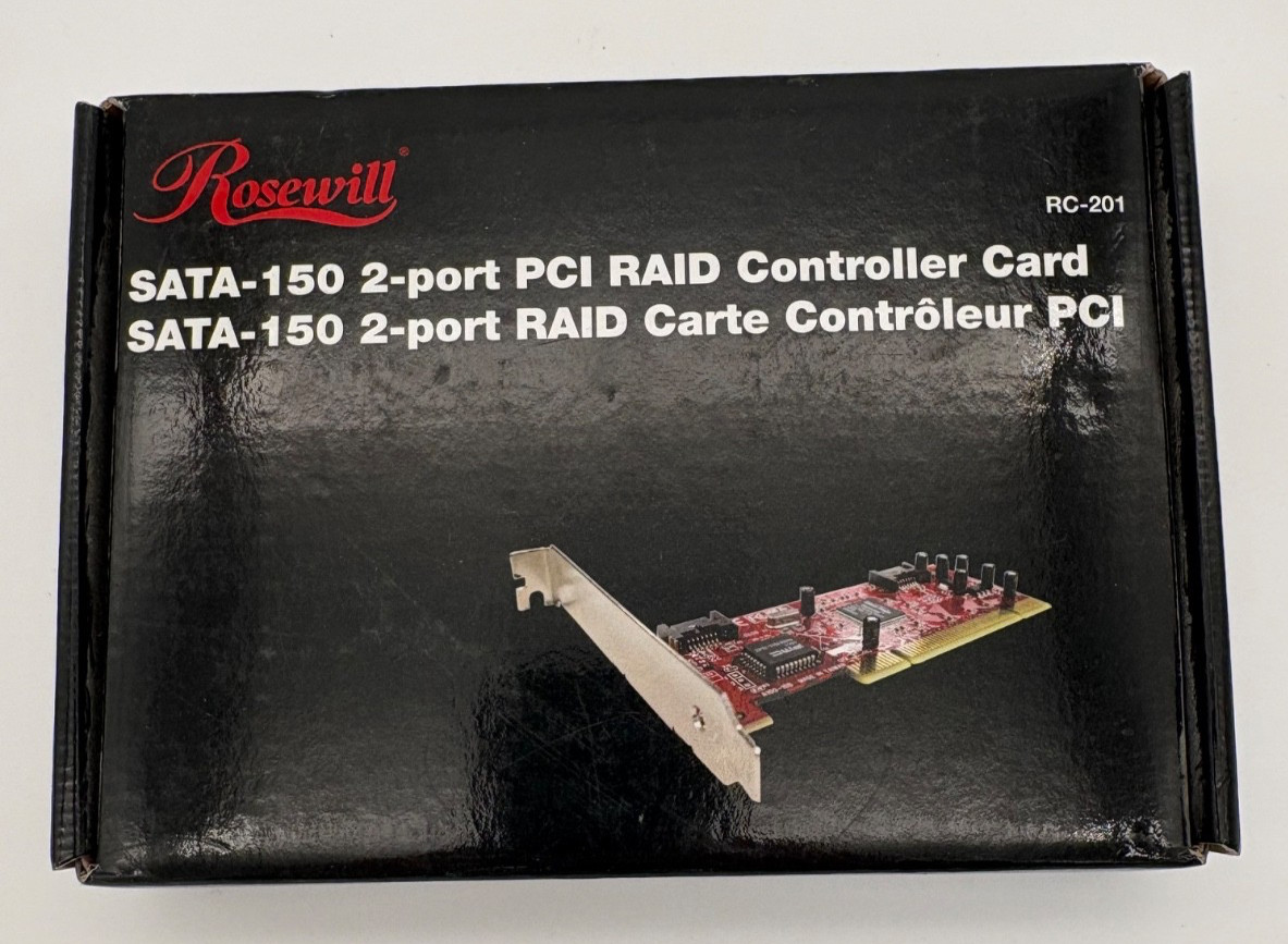 ROSEWILL RC-201 - SATA-150 - PCI RAID CONTROLLER CARD 2-PORT - NEW