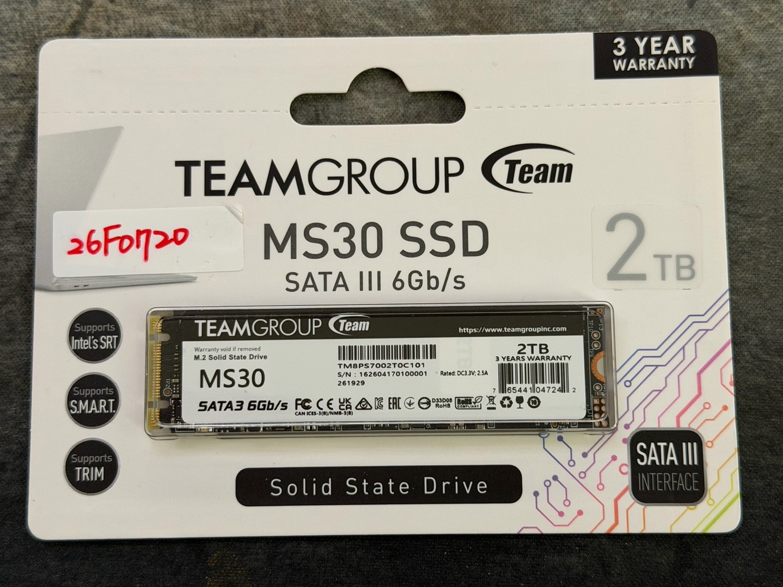 TEAMGROUP MS30 2TB SLC Cache 3D NAND TLC M.2 2280 SATA III TM8PS7002T0C101