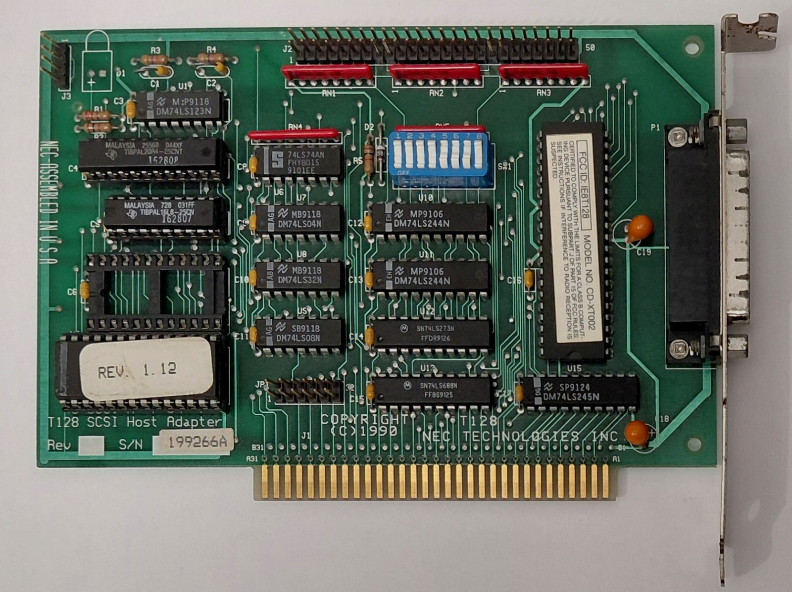NEC T128 8-bit ISA SCSI Controller (CD-XT002, Bootable, Retro, 1991)