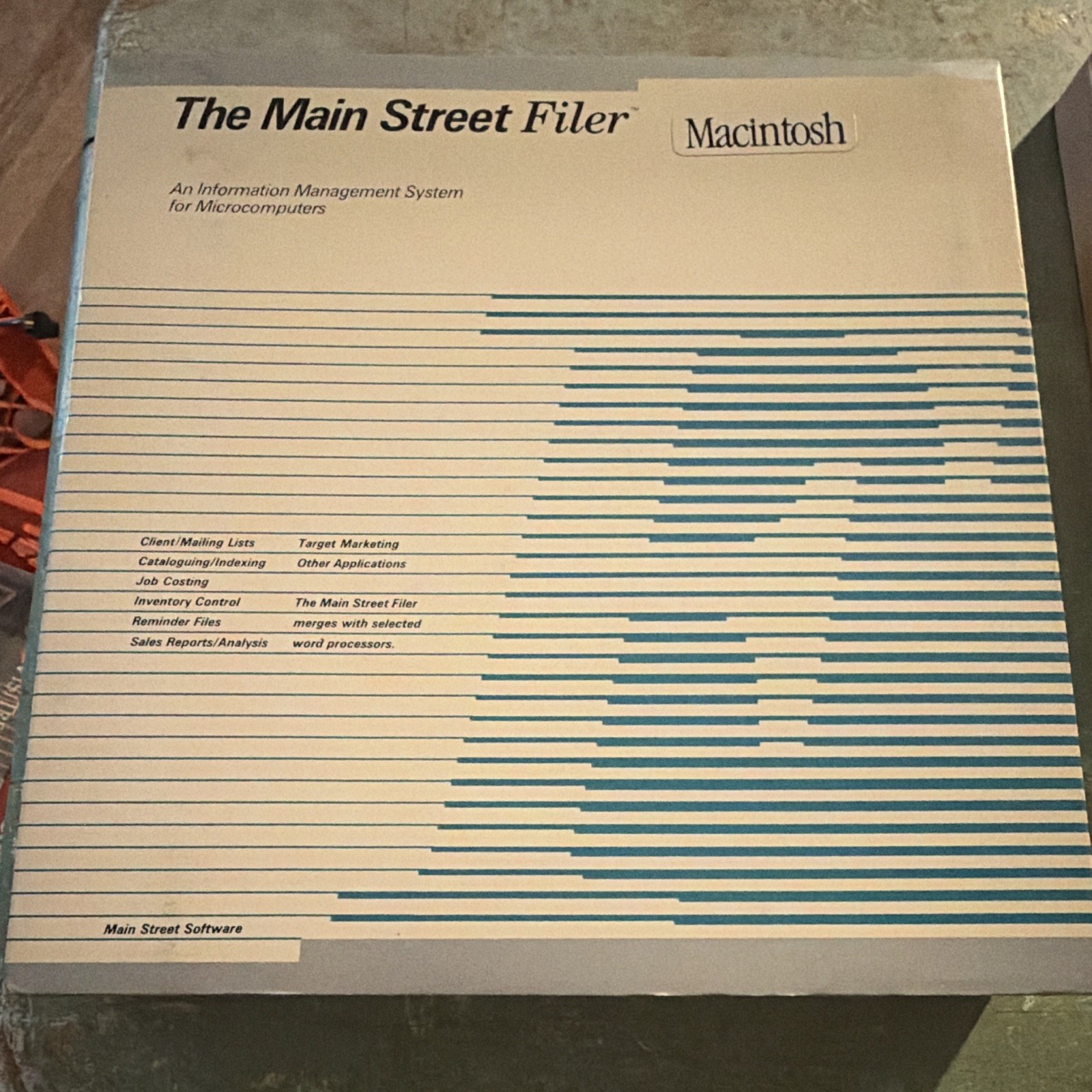Vintage Main Street Software Filer Macintosh User Manual Binder w Floppy UNTESED