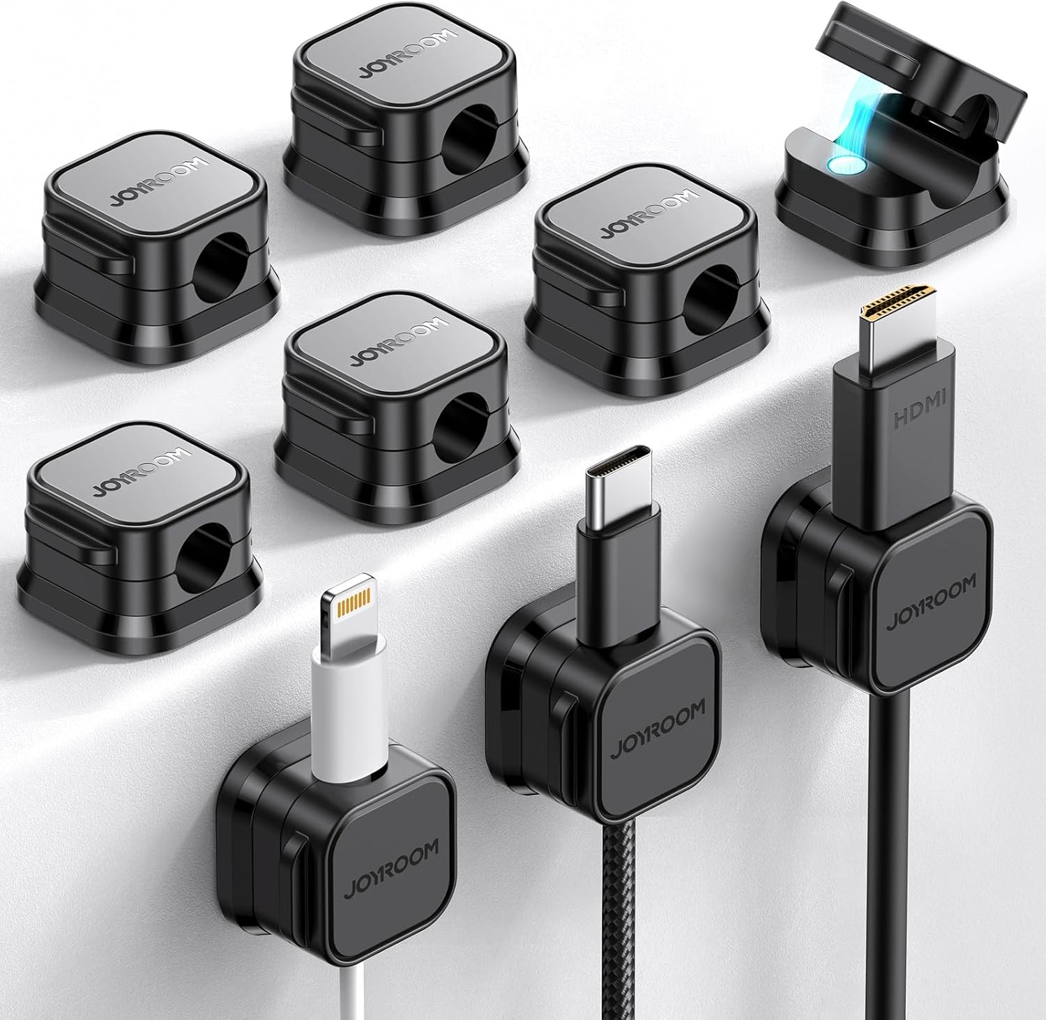 9 Pack Magnetic Cable Clips [Cable Smooth Adjustable] Cord Holder, Under Desk Ca