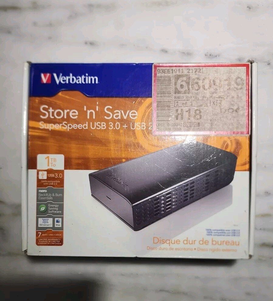 1TB Verbatim External Desktop Drive