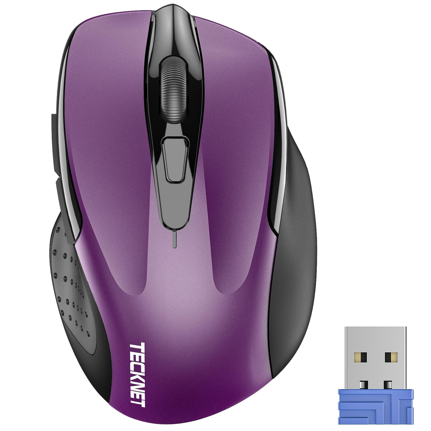 TECKNET Wireless Mouse, 2.4G Ergonomic Computer Mouse, 2600 DPI, Purple