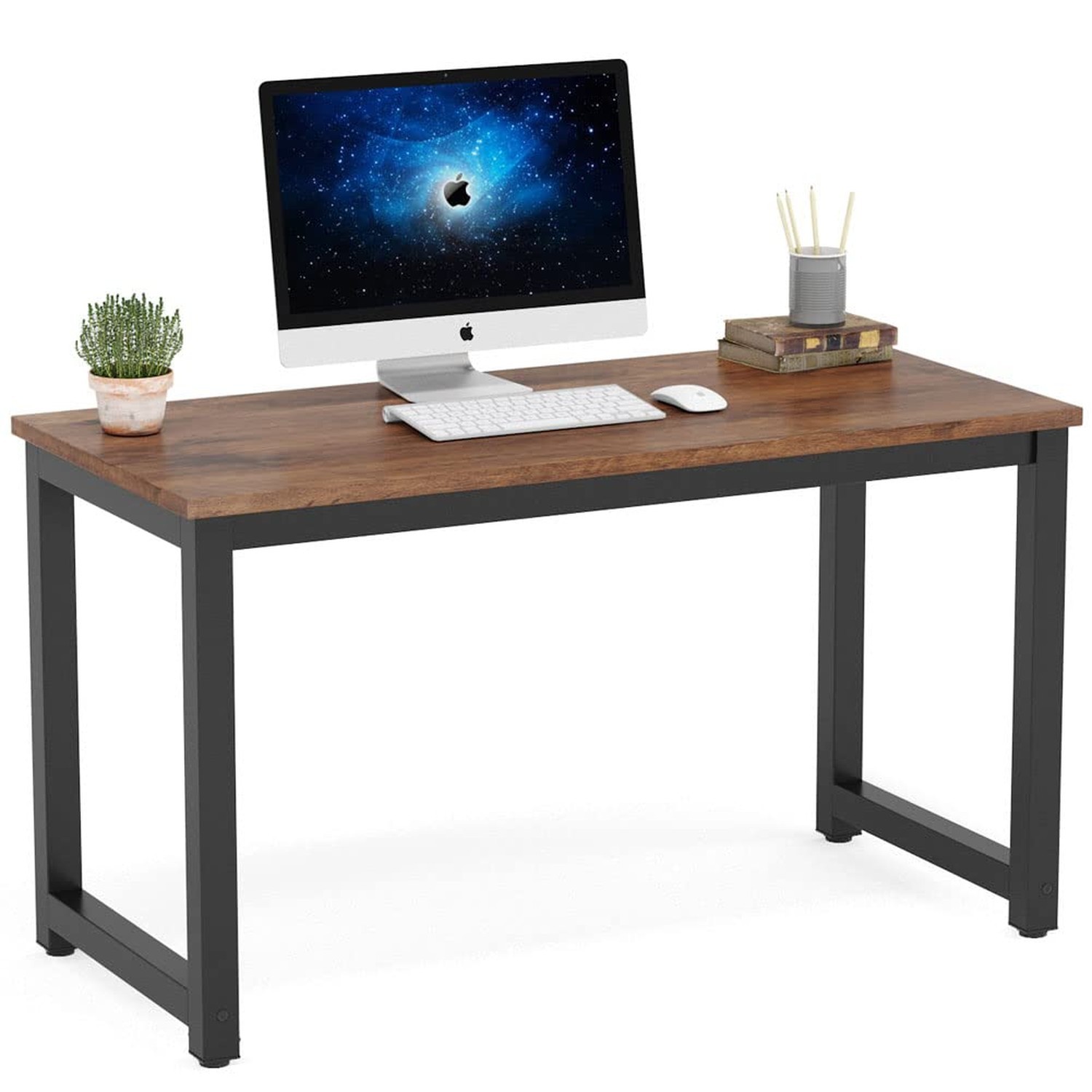 Tribesigns Modern Simple Computer Desk, 47 inch Vintage Office Desk Computer ...