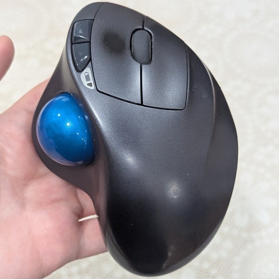 Logitech M570 Wireless Trackball Mouse Dark Gray Blue Ball Ergonomic