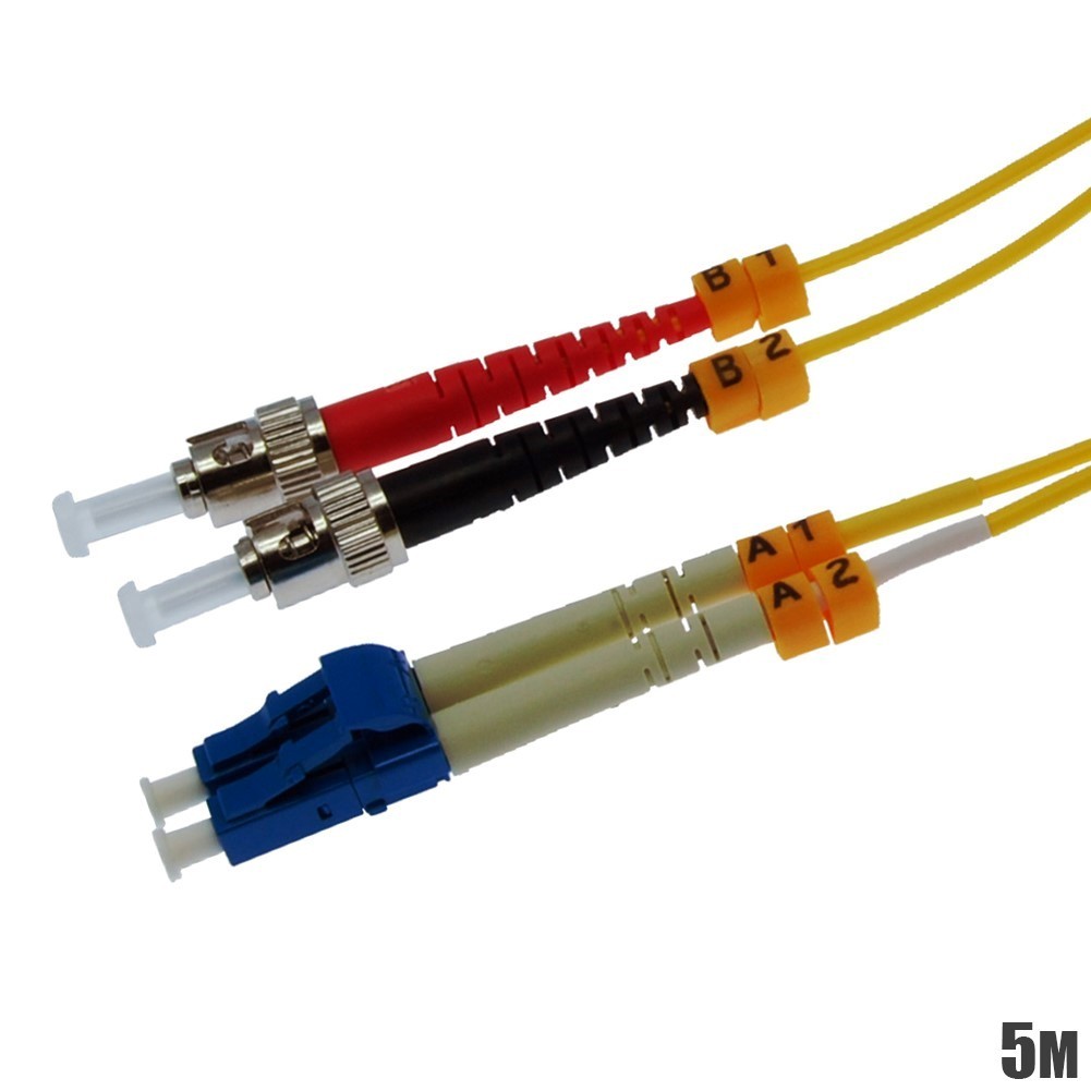 5M 16FT LC to ST Duplex Single Mode 9/125 Fiber Optic Optical Patch Cable Cord