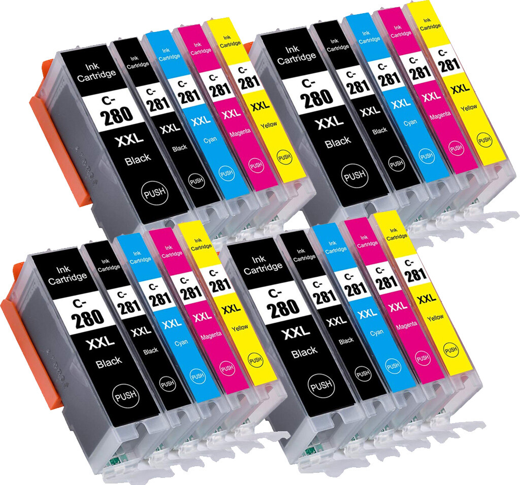 20 Pack XXL Ink Cartridges for PGI 280 CLI 281 Canon TS6120 TS6220 TS6320 TR7520