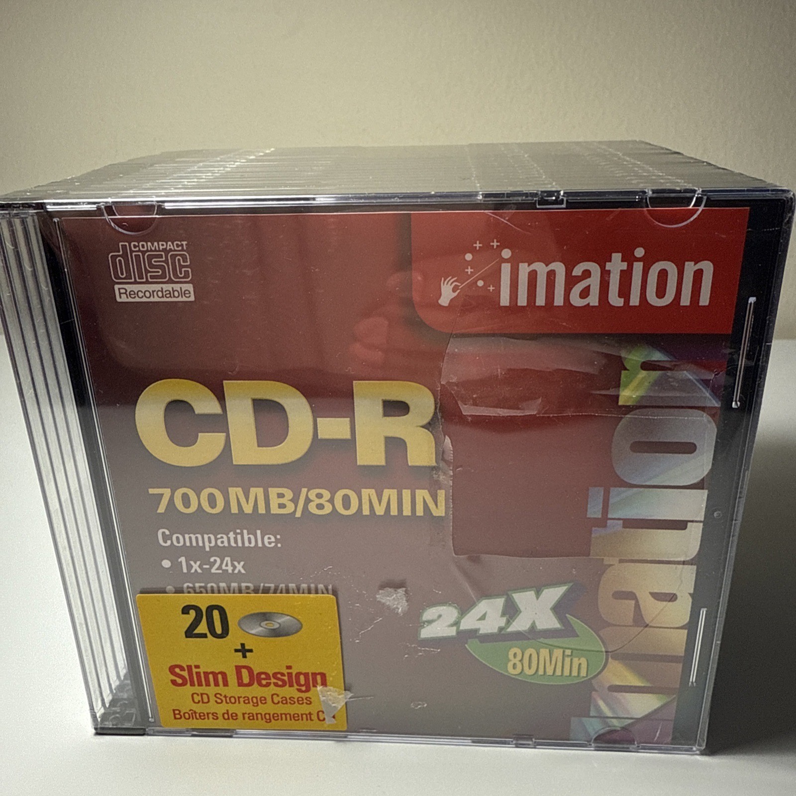 IMATION  20 Pack CD-R 1x - 24x compatible 700mb 80min 24x with Slim Jewel Cases