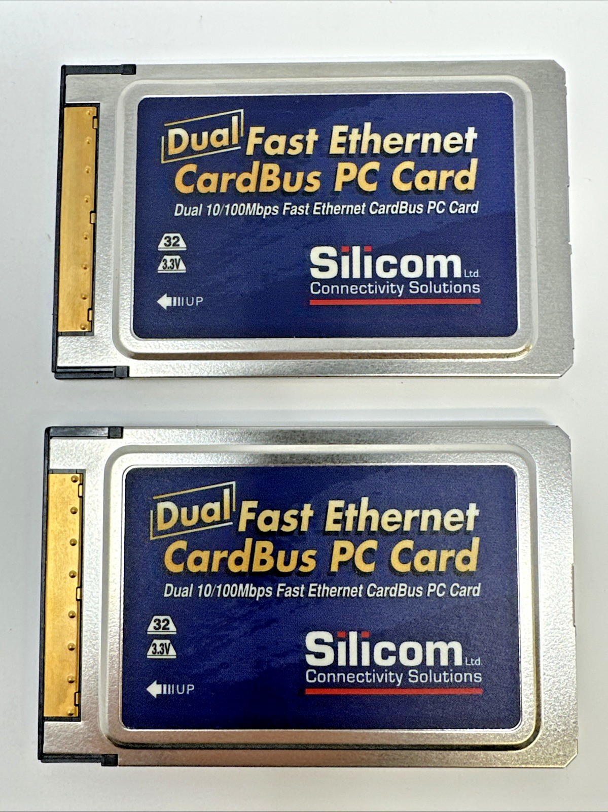 Lot of 2 Silicom Dual Port Fast Ethernet CardBus PC Card 10/100 PCMCIA NIC