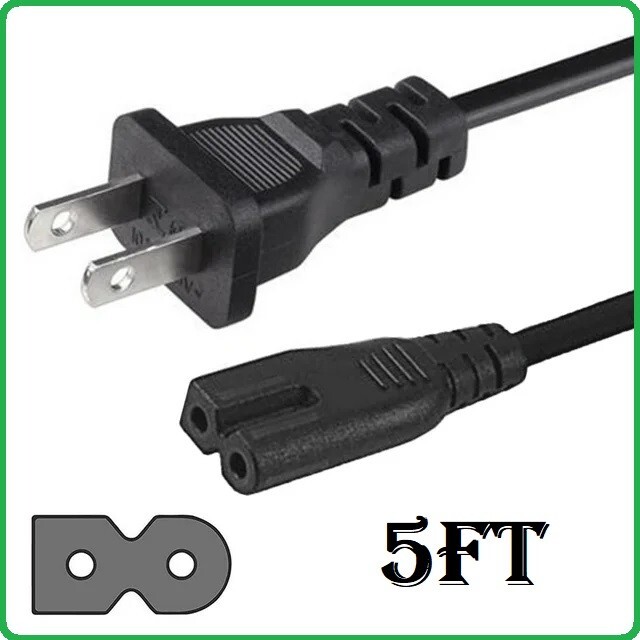 5ft Polarized AC Power Cable Cord NEMA1-15P to IEC-60320 C7 18AWG 10A/125V SPT2