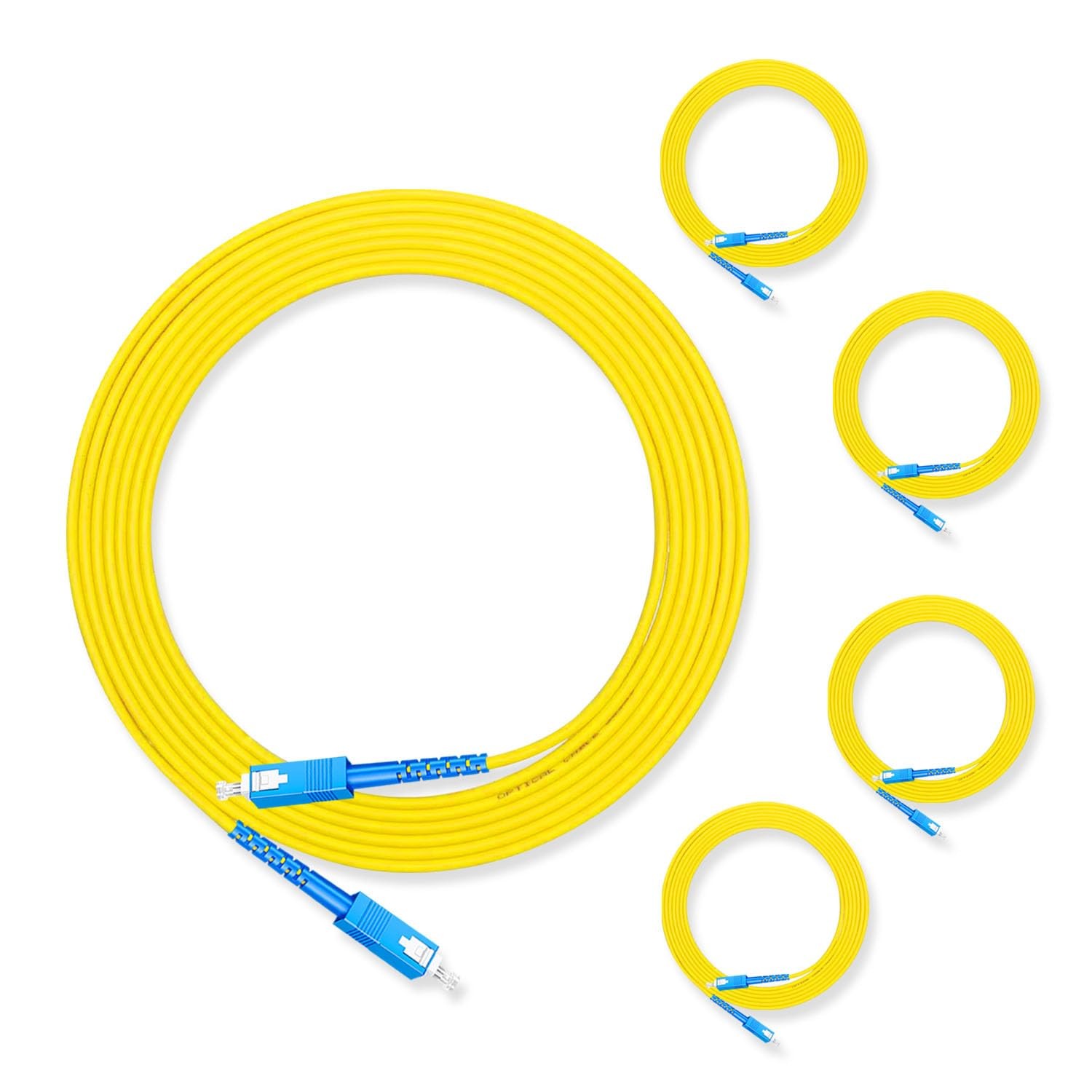 Lebrudos 5Pcs 5 Meter Fiber Optic Patch Cord SC UPC to SC UPC, Simplex Single...