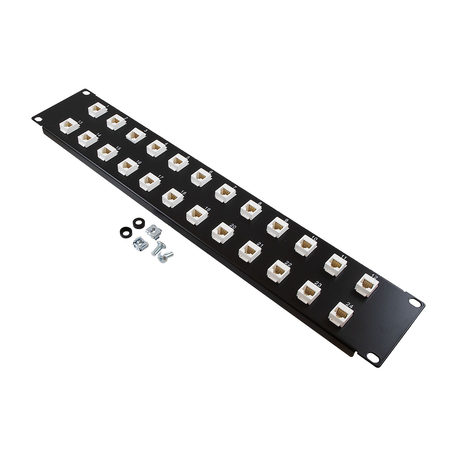 NavePoint 2U (3.5") 19 Inch Panel with 24 Cat6 Mini-Couplers
