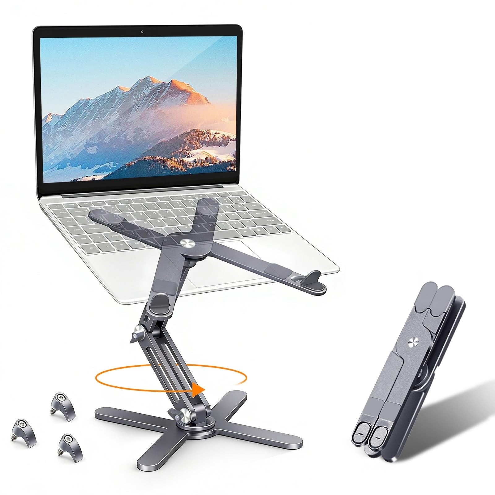 MOALLIA N86 360 Rotating Laptop Stand for Desk with Locking Knobs, Grey