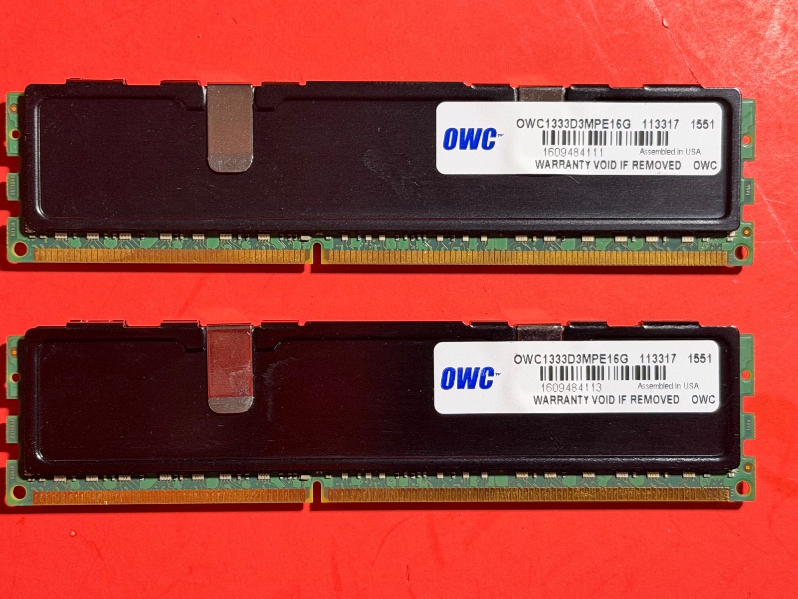 OWC Lot of 2 RAM 16GB x 2 Memory Sticks For MacPro Towers 2009 - 2012 32GB Total