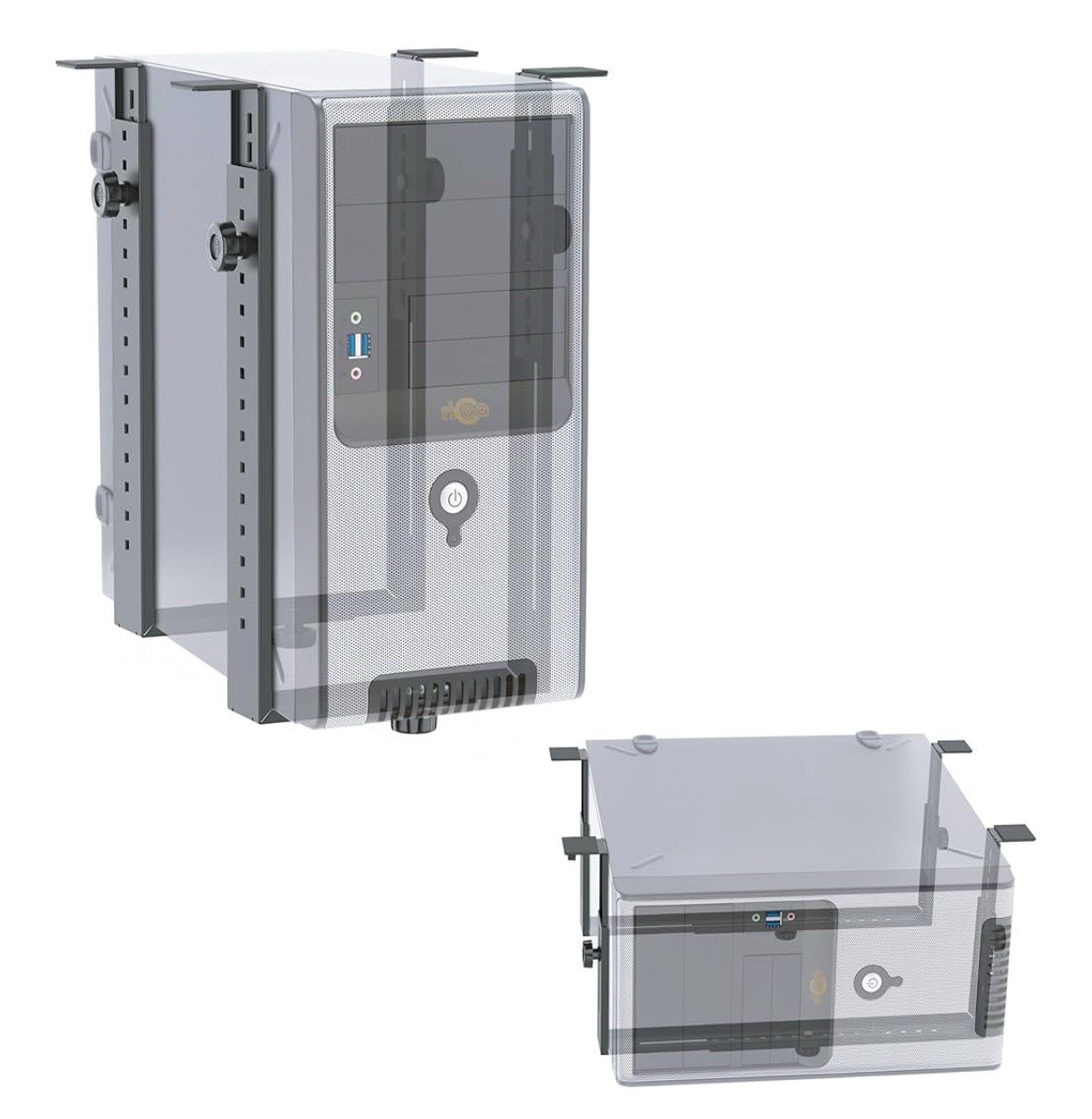 Ricoo PC computer CPU table mount under desk server rack mount TRH-02