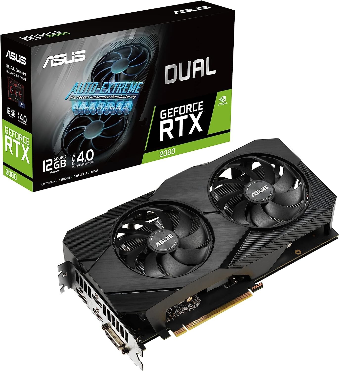 ASUS Dual GeForce RTX 2060 EVO Graphics Card 12GB GDDR6 PCIe3.0 Auto-Extreme GPU