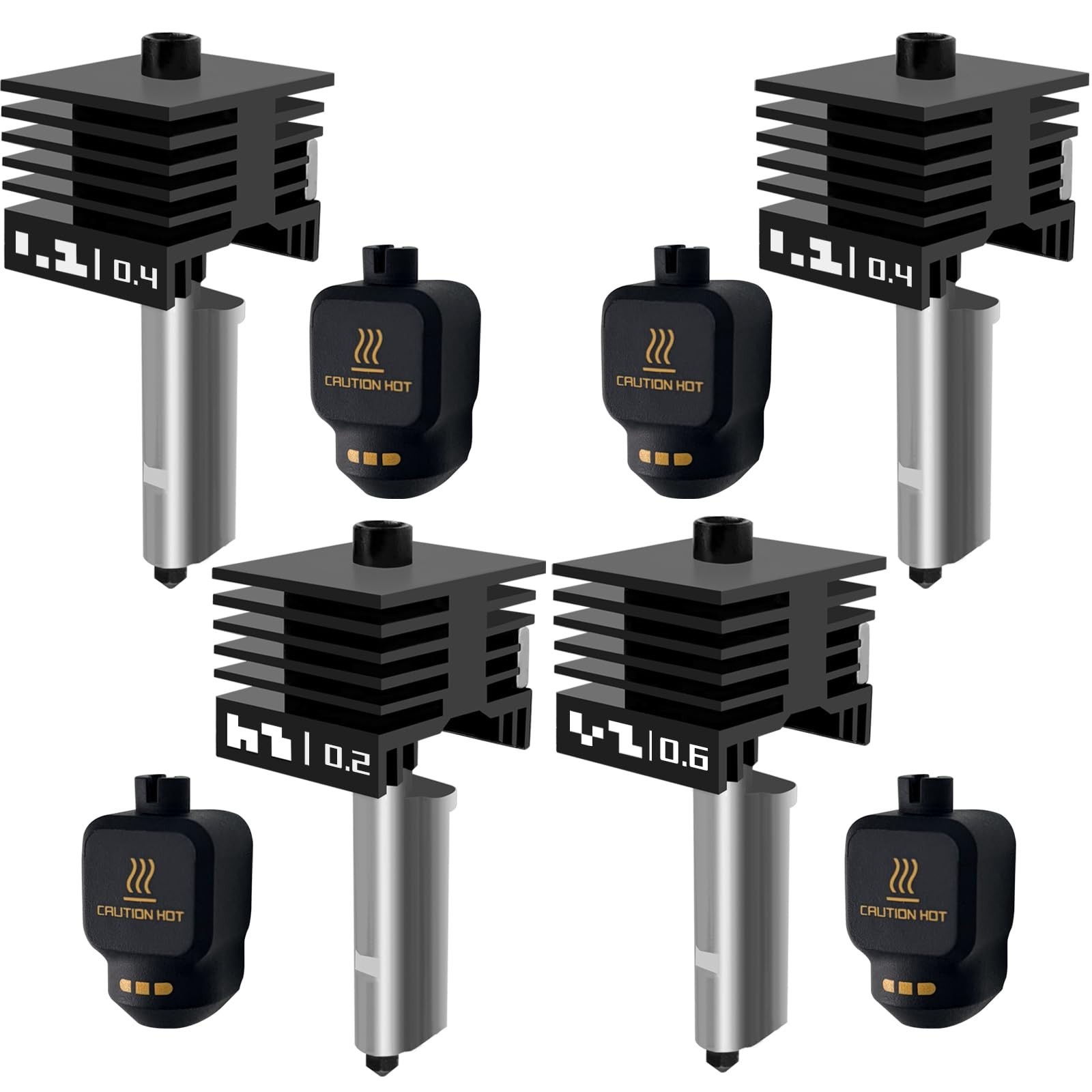 4 PCS P2S Hotend Nozzle Kit 0.2/0.4/0.6MM for 3D Printers Bambu Lab X2D H2D H2S