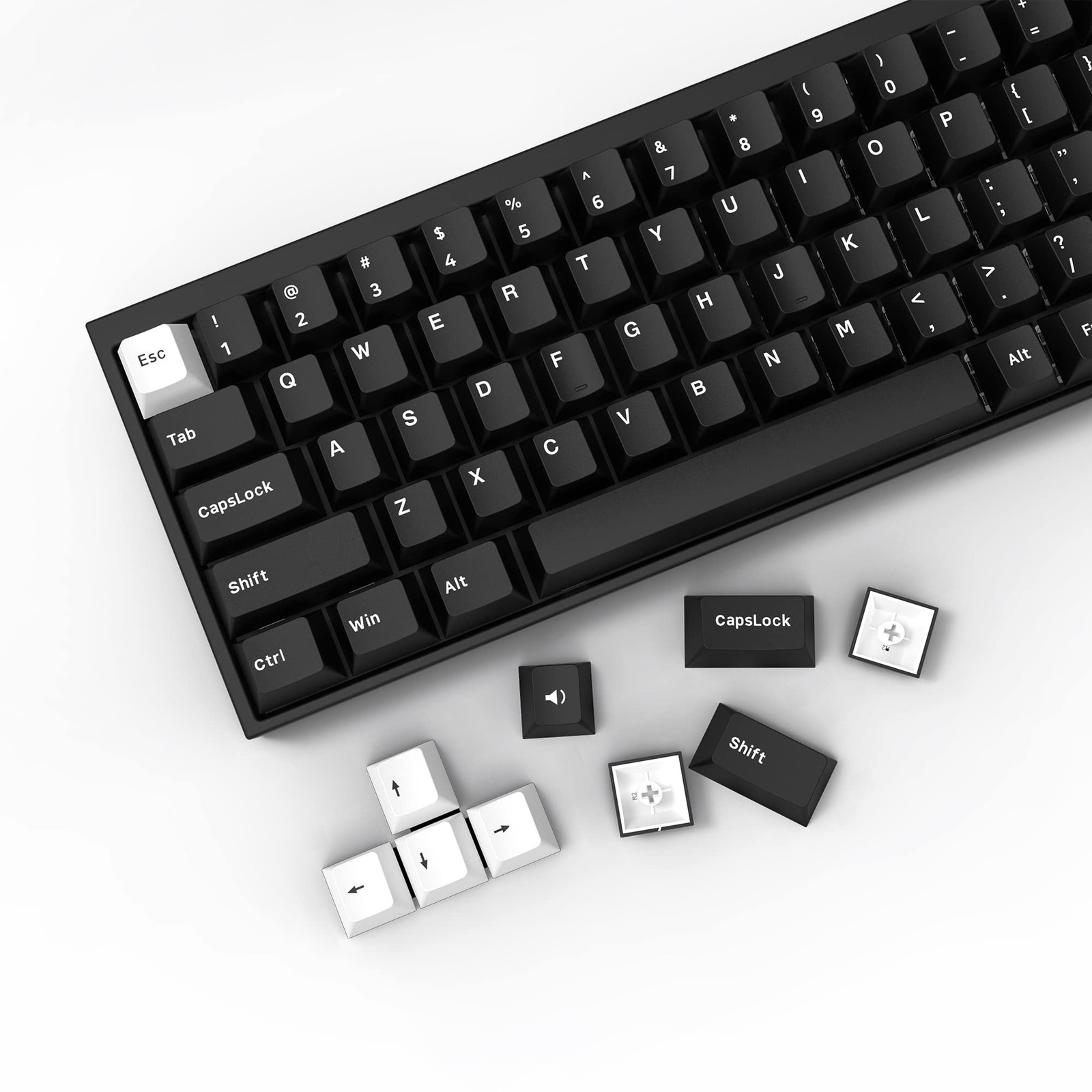 168 Keys XVX WOB Keycaps, Cherry Profile, Double Shot PBT, White on Black Set