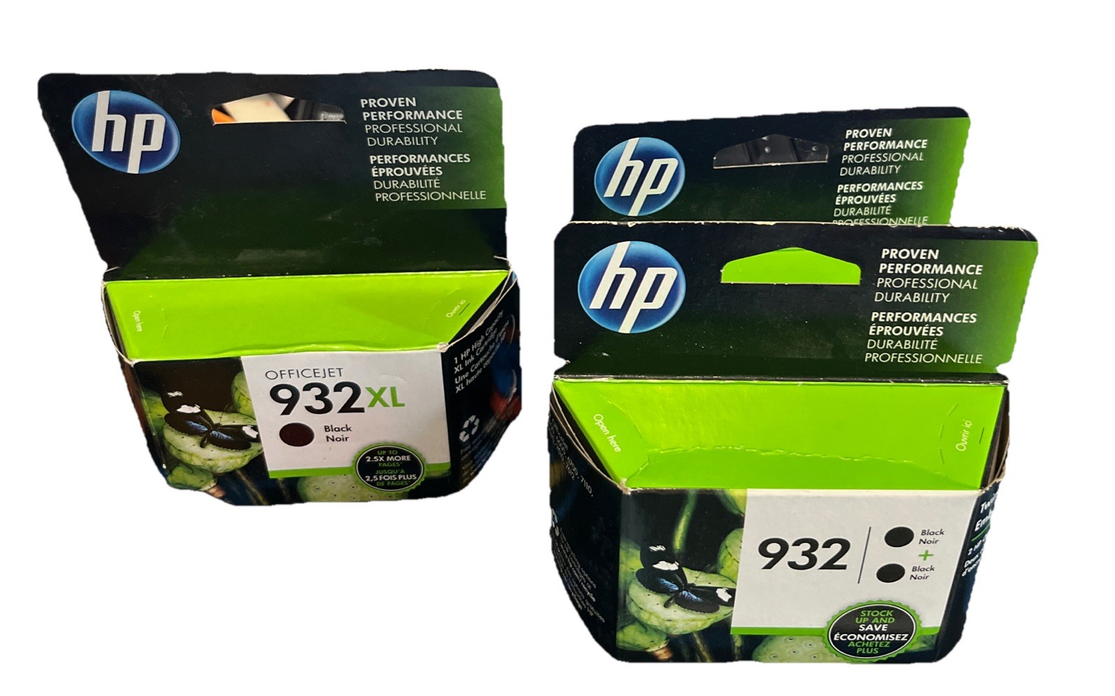 2 NEW In Box 932 Twin Packs, One 932 XL Black NEW Sealed.