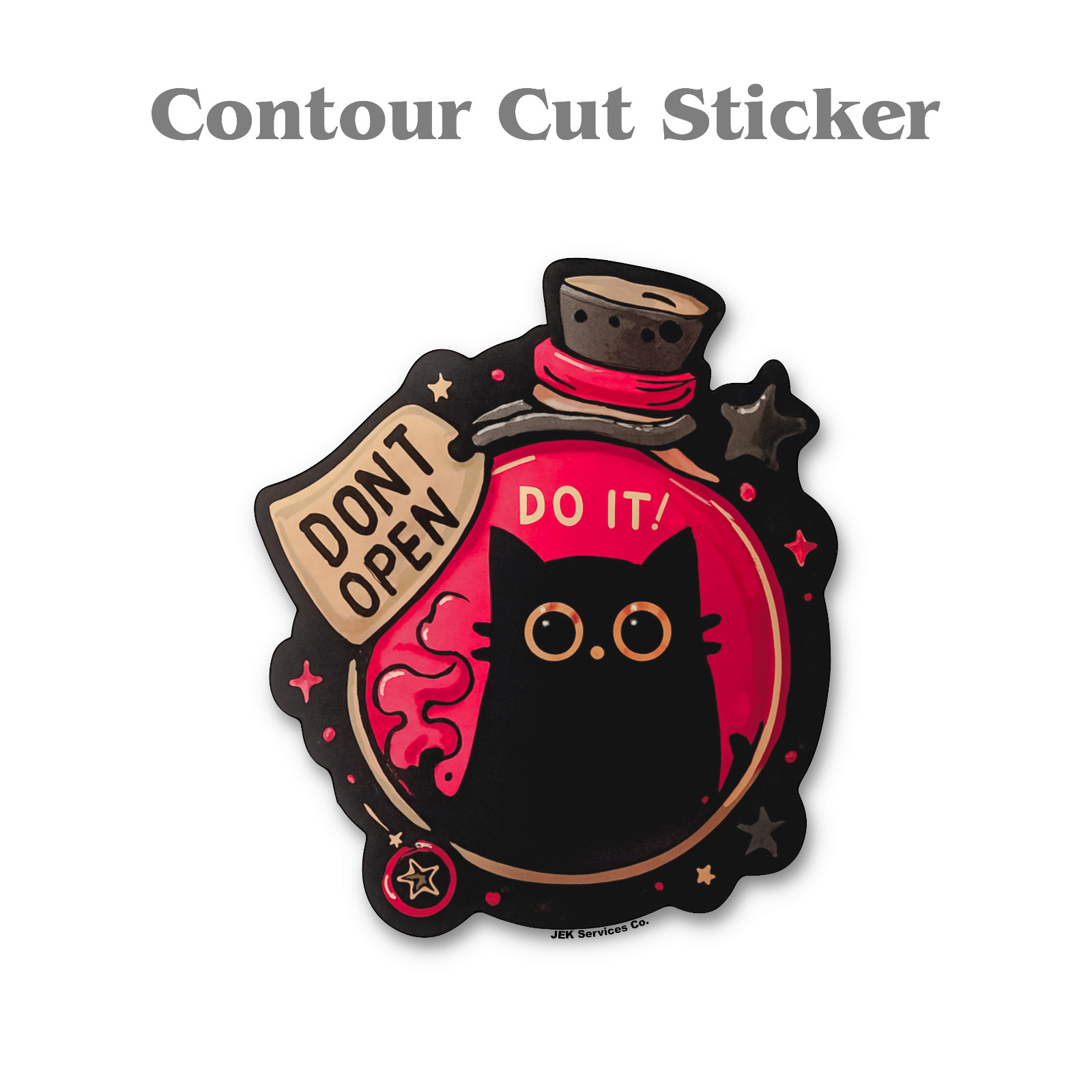 Witchy Black Cat Potion Bottle Sticker, Spooky Funny Decal - Tumblers/Spell Book